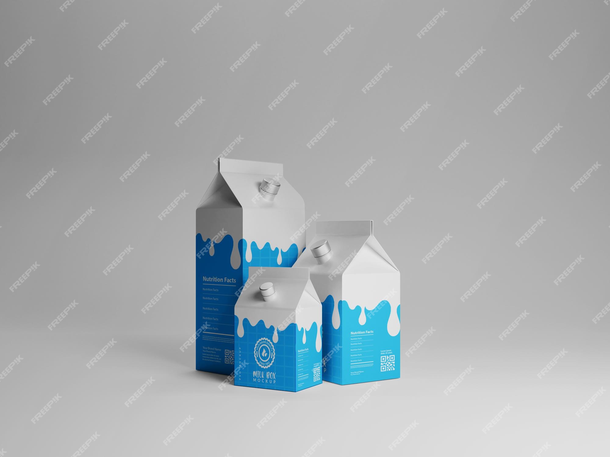 Premium PSD | Milk packaging box mockup