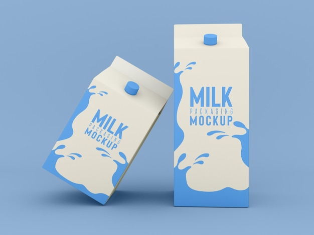 Premium PSD | Milk packaging box mockup