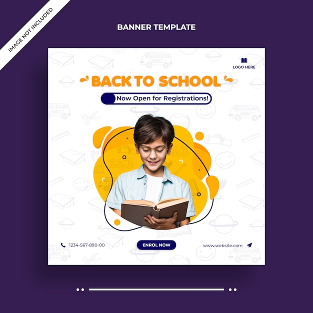Minimal back to school social media post, square flyer or web banner template Premium Psd