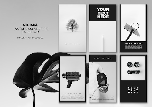 Free Psd Minimal Black And White Instagram Layout Pack