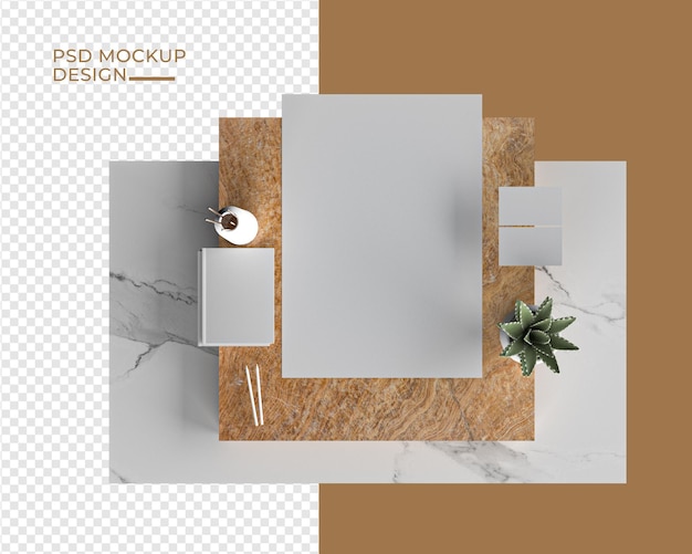 Download Premium Psd Minimal Branding Mockup Near Potted Plant And Marble