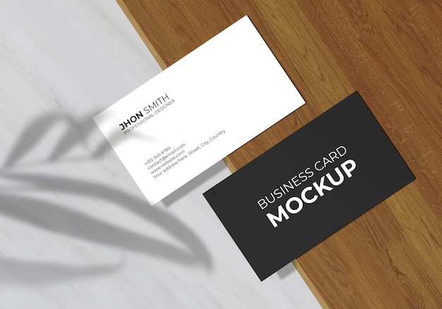 Download Premium PSD | Minimal business card mockup with leaf shadow