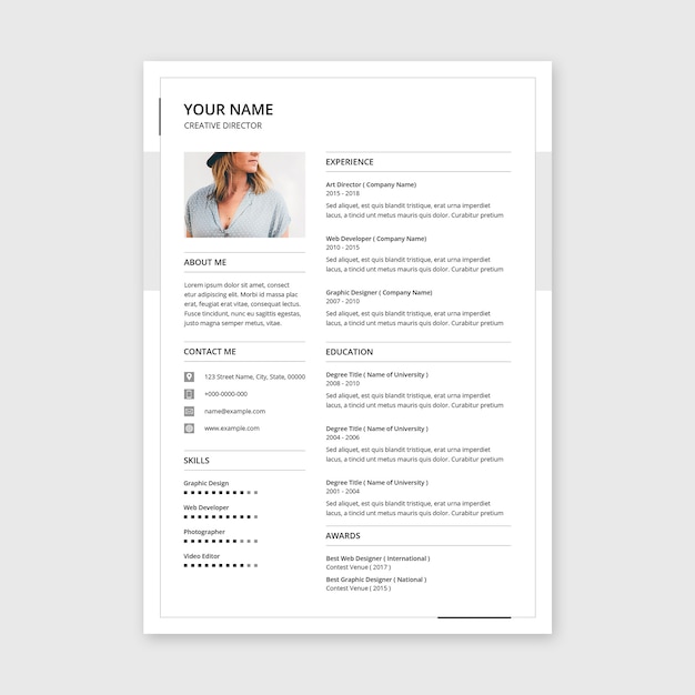 minimal canva resume templates