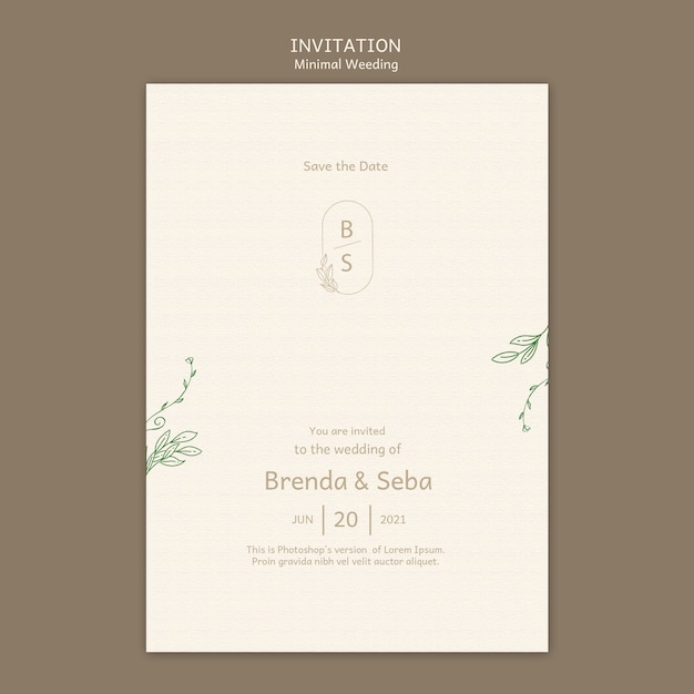 Free PSD | Minimal wedding invitation template