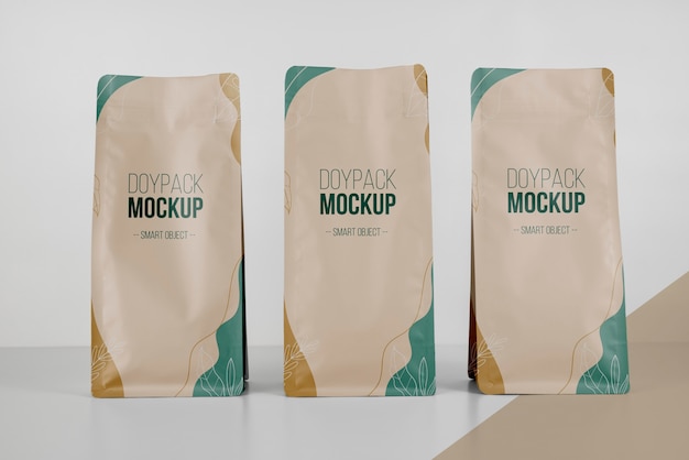 Download Free Psd Minimalist Arrangement Of Doypack Mock Up