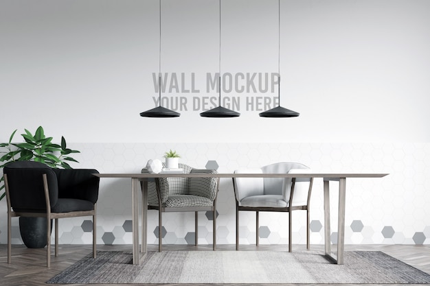 Download Minimalist dining room wall mockup | Premium PSD File