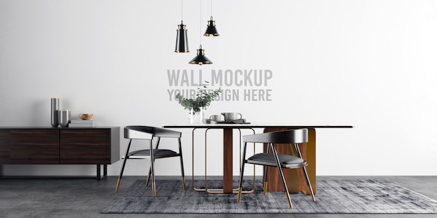 Minimalist dining room wall mockup Premium Psd
