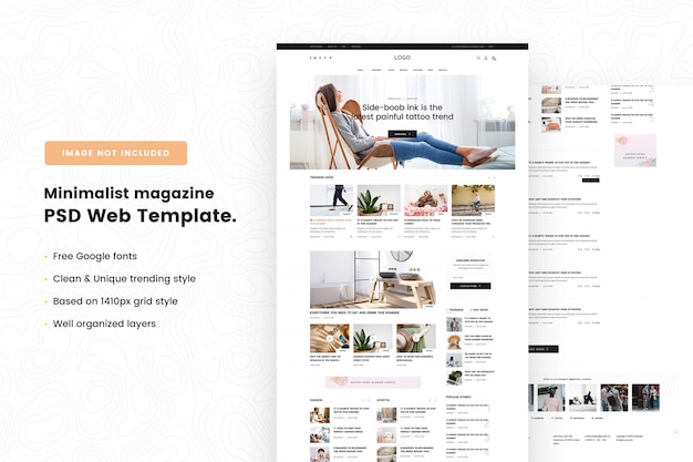 Minimalist magazine web template Premium PSD File Minimalist magazine web template Premium PSD File