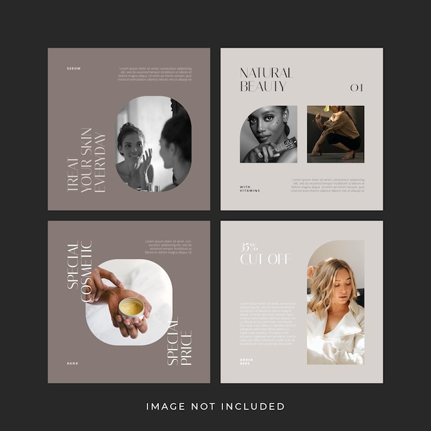 Premium PSD | Minimalist modern makeup instagram post banners set