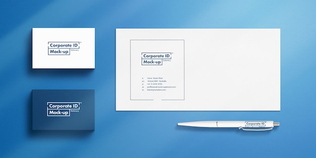 Download Premium Psd Minimalist Stationery Mockup Set Of Business Cards Envelope And Pen 4k Resolution PSD Mockup Templates