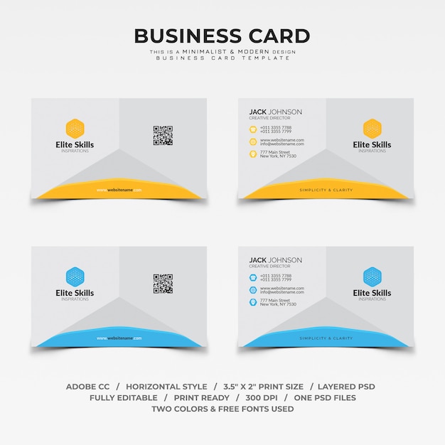 Download Minimalist yellow and blue business card | Premium PSD File