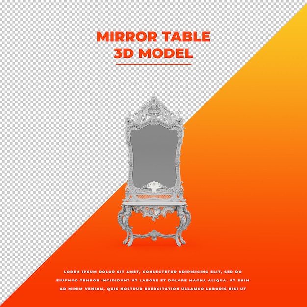 Premium PSD | Mirror Table 3d Isolated Model