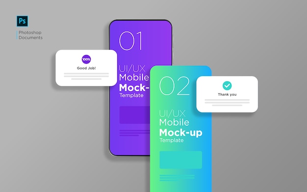 Download Mobile app tow screen with popup mockup design template ...