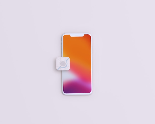 Mobile screen mockup with app icon | Premium PSD File