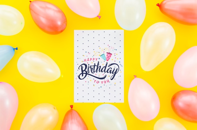 Free PSD | Mock Up Ballons And Birthday Card