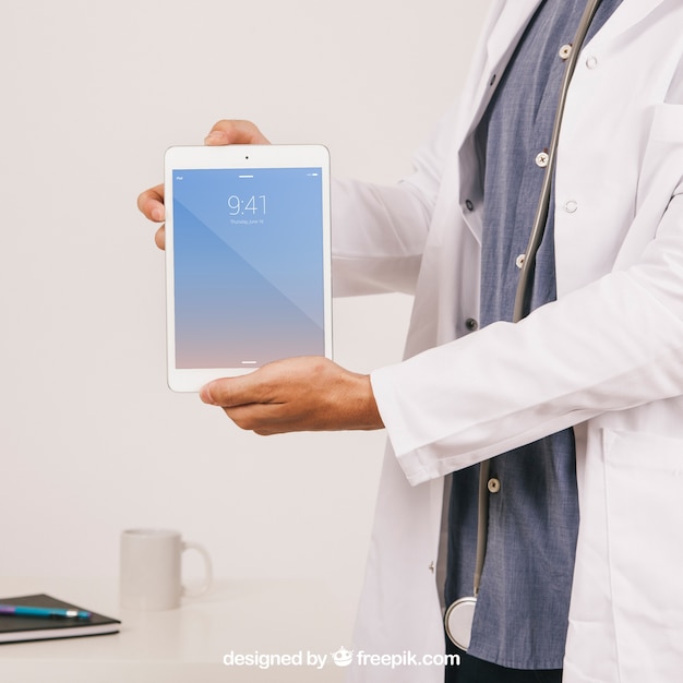 Download Mock Up Design With Doctor Office Desk And Tablet Psd Mockup New Free Mockup Design PSD Mockup Templates