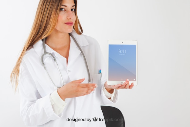 Download Mock Up Of Doctor Showing A Tablet Psd Template Free Downloads 600 Box Mockups PSD Mockup Templates
