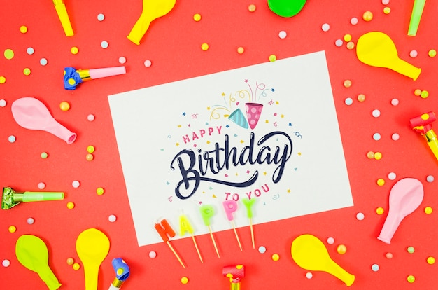 Download Mock-up happy birthday card PSD file | Free Download