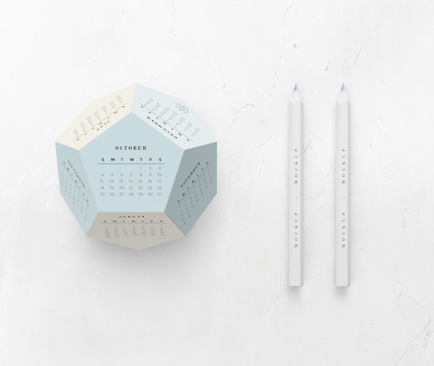 Free PSD Mockup hexagonal calendar concept