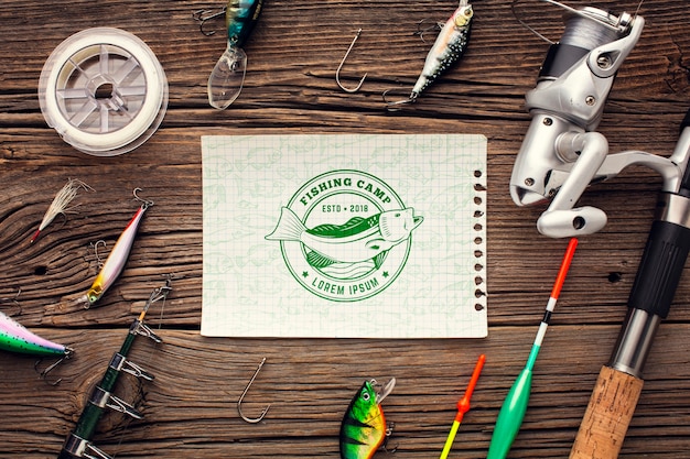 Download Mock-up paper surrounded by fishing accessories | Free PSD ...