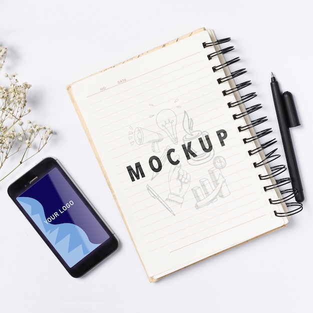 Download Mock-up phone and notebook for notes PSD file | Free Download