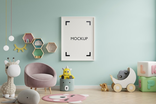 Free PSD | Mock up poster in child room