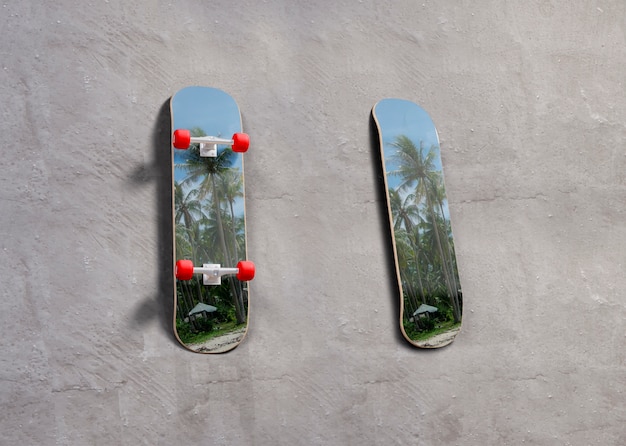 Download Free Psd Mock Up Skateboards With Tropical Design PSD Mockup Templates