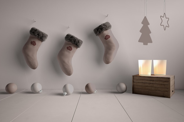 Download Mock-up socks collection hooked on wall | Free PSD File