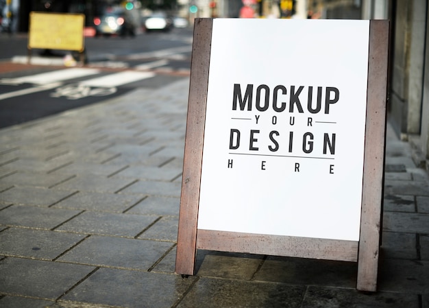 Download Free Psd Mock Up Of A Standing Poster PSD Mockup Templates