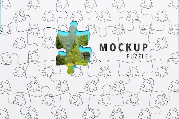 Download Mock-up with jigsaw puzzle piece | Free PSD File