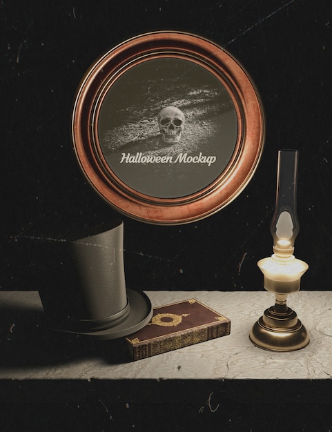 Mock-up with skull and dark ages elements Free Psd