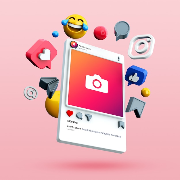 Download Premium PSD | Mockup of 3d instagram social media post