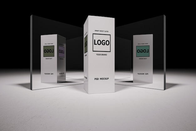 Mockup of 3d rendering of white box Premium Psd