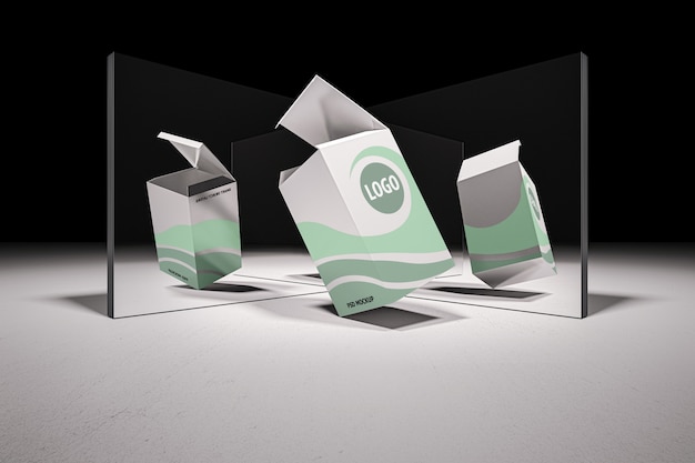 Download Mockup of 3d rendering of white box | Premium PSD File