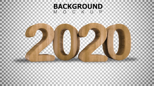  Mockup  background for 3d rendering wooden text 2020  on 