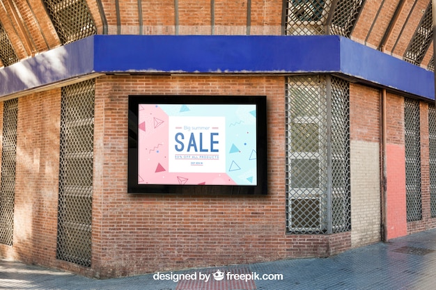 Download Mockup of billboard on brick wall PSD file | Free Download