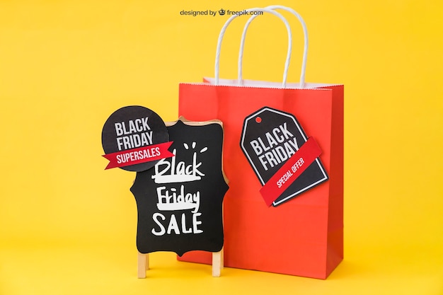 Download Mockup for black friday with bag and labels | Free PSD File