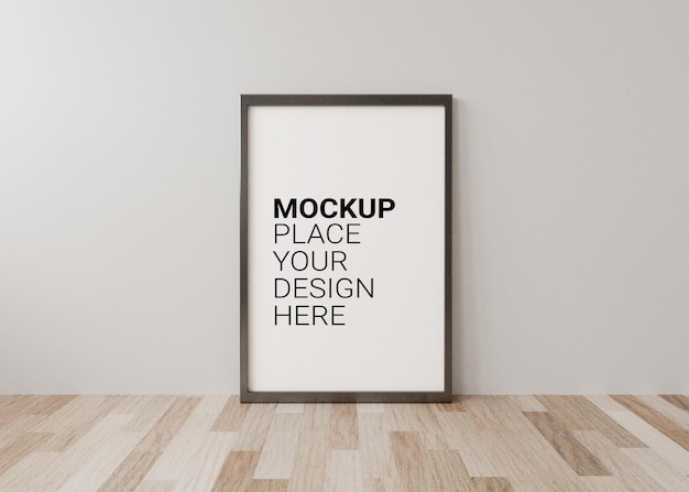 Premium PSD | Mockup blank photo frame on the floor template psd