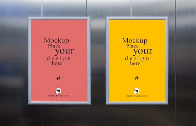 Download Premium Psd Mockup Blank Photo Frame In The Wall Elevator