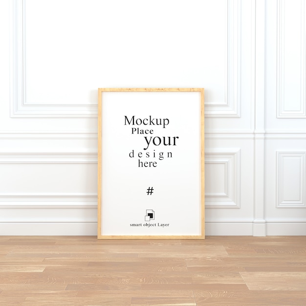 Download Mockup blank photo frame with shadow leaf on the wall, template psd. | Premium PSD File