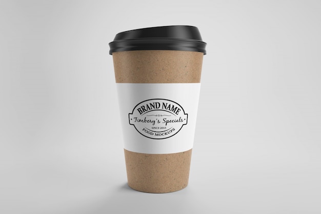 Download Mockup of brown paper eco coffee cup with cap and paper ...