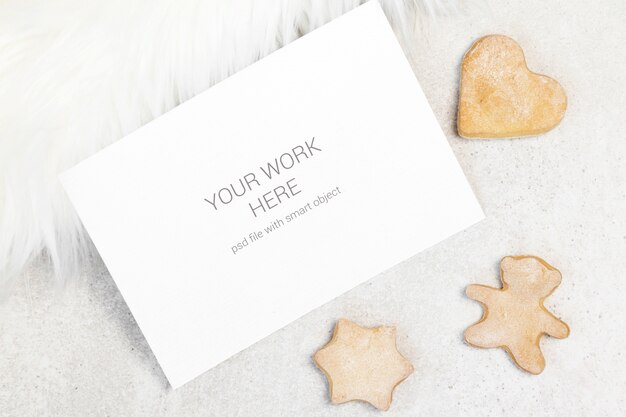 Mockup business card with cookies Premium Psd
