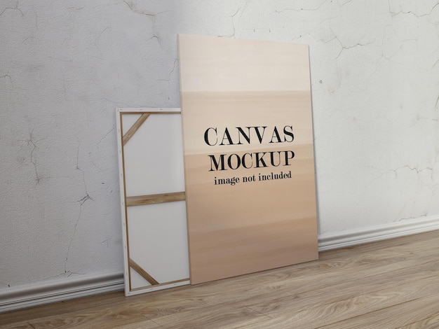 Premium PSD | Mockup canvas leaning against wall