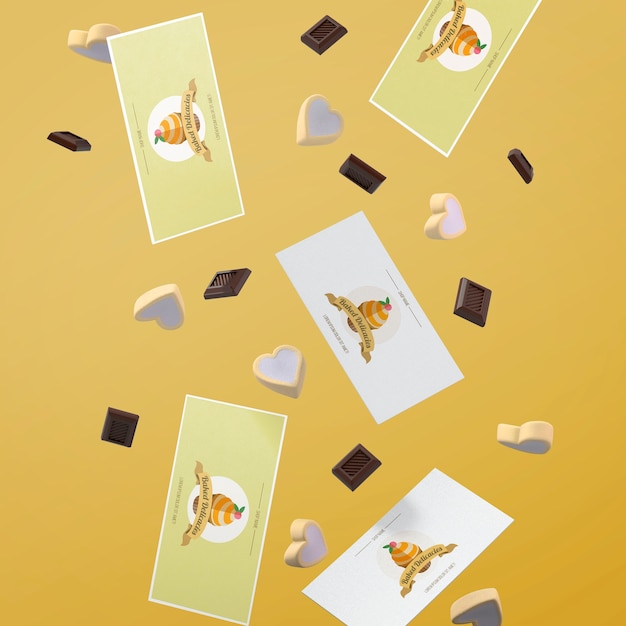 Mockup of cards with cake concept | Free PSD File