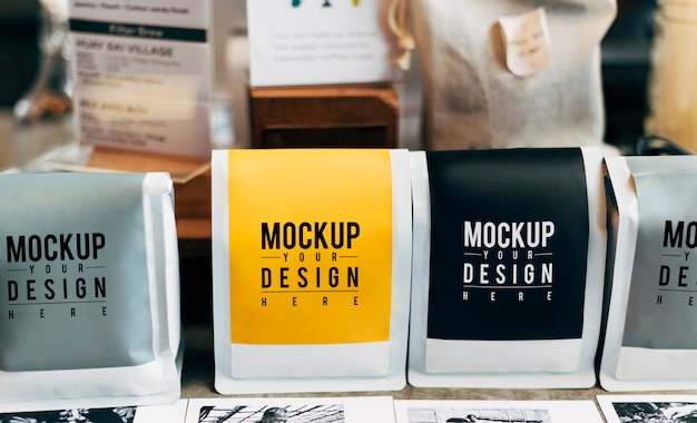 Free PSD | Mockup of coffee bean packaging