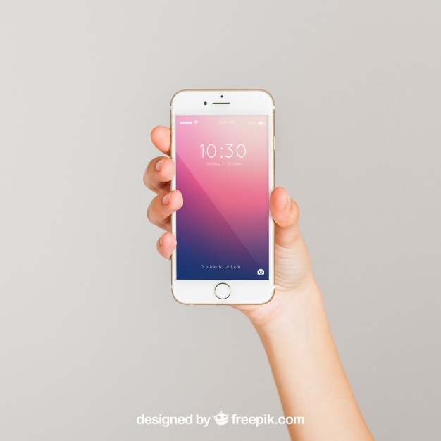 Download Mockup concept of hand showing smartphone | Free PSD File
