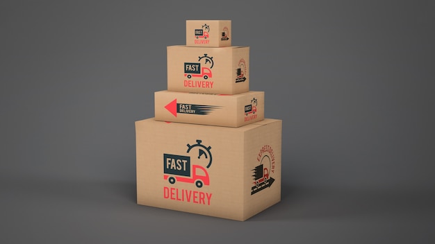 Download Free PSD | Mockup of delivery boxes of different sizes