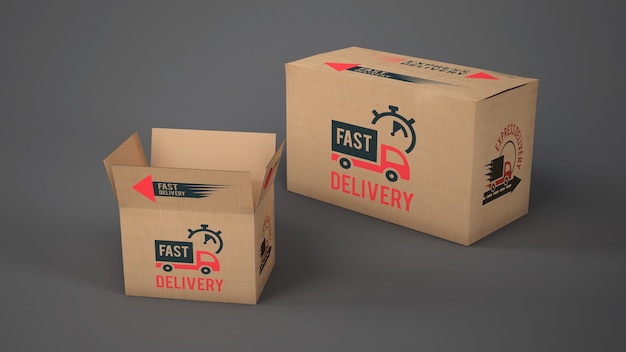 Download Mockup of delivery boxes of different sizes PSD file ...