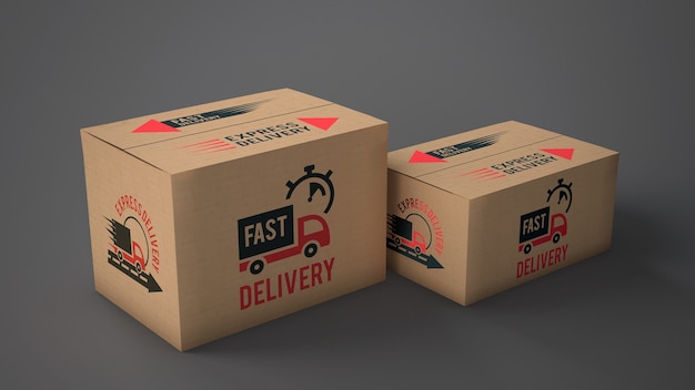 Download Premium Psd Mockup Of Delivery Boxes Of Different Sizes