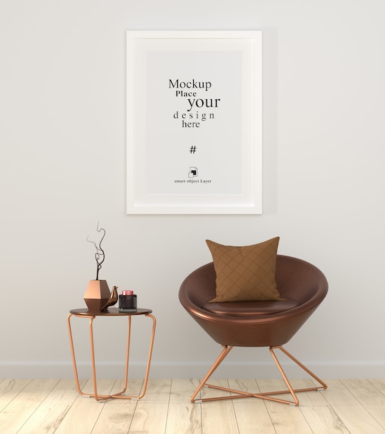 Download Mockup empty photo frame in living room | Premium PSD File